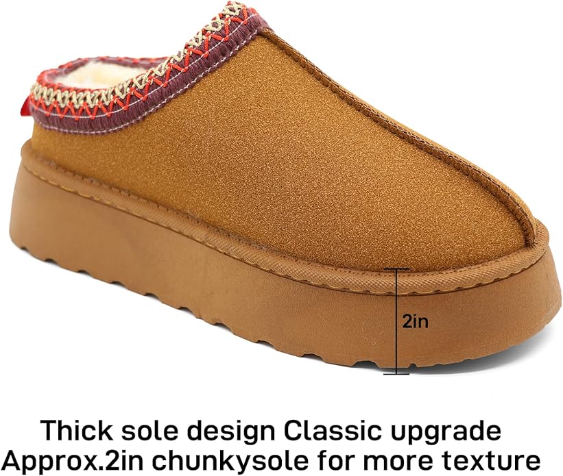 Women's Slippers Platform Mini Boots Short Ankle Boot Women Slippers Slip on Fur Fleece Lined Short Ankle Boot for Indoor Outdoor