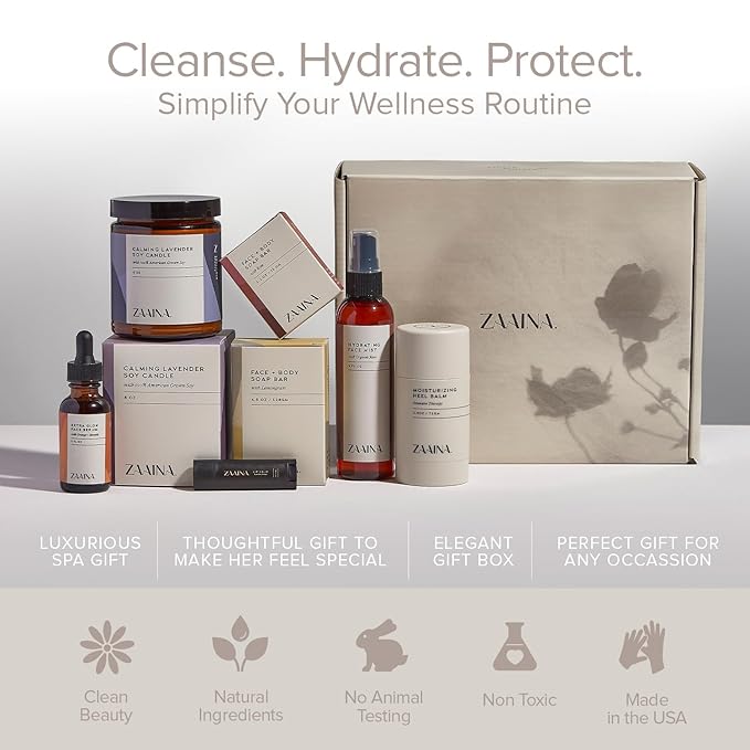 ZAAINA Spa Gift Set for Her - Relaxation Spa Kit for Women, Holiday Spa Gift Basket, Pampering At Home Bath and Body Self Care Spa Package, Christmas Gifts for Mom Wife, Spa Birthday Gifts for Women ZAAINA