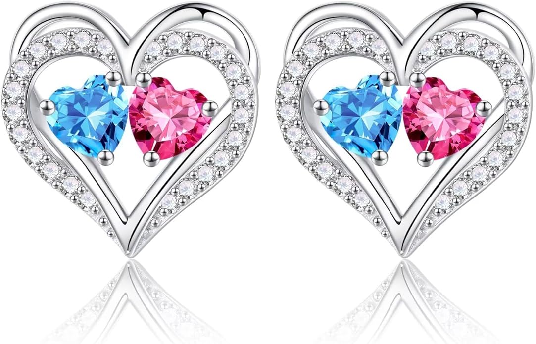 Iefil Christmas Gifts for Women Wife - 925 Sterling Silver Birthstone Earrings, Anniversary Birthday Gifts for Women Wife Girlfriend Mom IEFIL