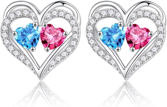 Iefil Christmas Gifts for Women Wife - 925 Sterling Silver Birthstone Earrings, Anniversary Birthday Gifts for Women Wife Girlfriend Mom IEFIL