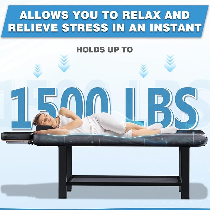 Stationary Massage Table with Memory Foam, Massage TattooTable with Adjustable Height, Facial Bed for Esthetician, PU Leather for Physical Therapy & Spa (Metal, 80''L x 32''W) Kick Boosters