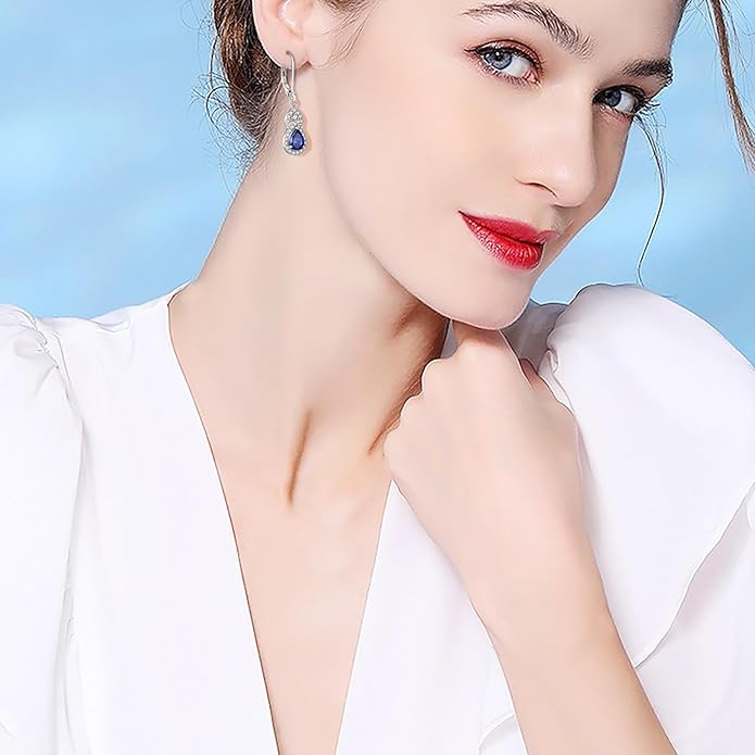 Christmas Women Earrings 925 Sterling Silver Infinity Teardrop 5A Cubic Zirconia Earrings Birthstone for Women Birthday Anniversary Jewelry Gift TIMFROZ