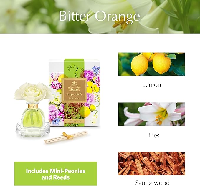 AGRARIA PetiteEssence Flower and Reed Diffuser Set, Handcrafted Sola Flower Botanical Home Fragrance, Scented Oil Diffuser Gift Set for All Occasions AgrariaHome