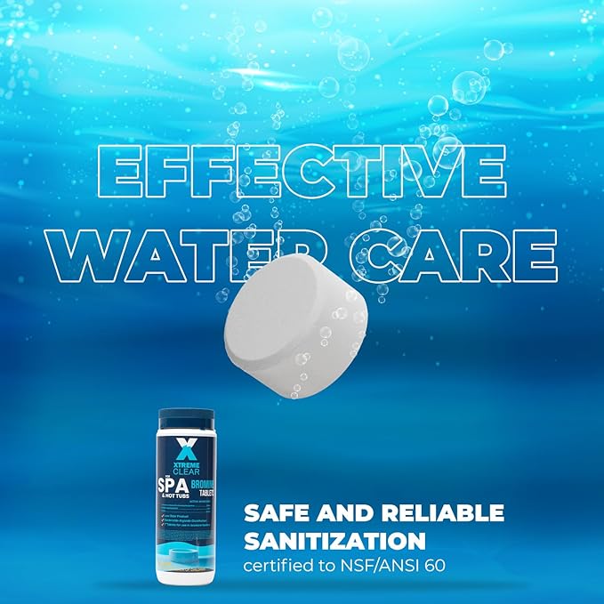 Xtremeclear Bromine Tablets for Spa & Hot Tub 3Lbs (1.5lbs Each Bottle), 1-Inch Tablets, NSF/ANSI 60 Certified, Long-Lasting Sanitizer for Clean Water XtremepowerUS