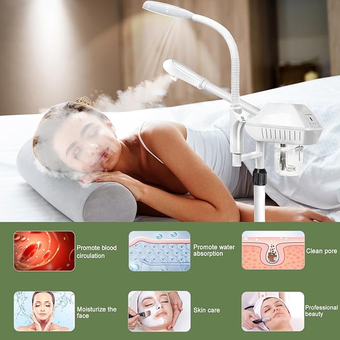 Professional Facial Steamer for Deep Hydration,2in1 Ozone Face Steamer with 5X Magnifying Lamp,Suitable for Home Use or Beauty Spa Deep Cleansing and Hydration SalonSe%C3%B1or
