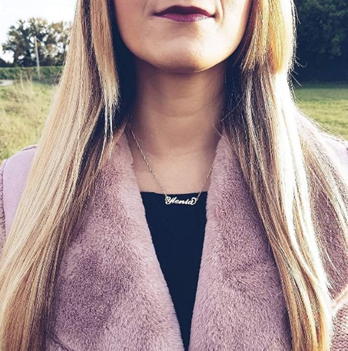 Name Necklace Personalized, Custom Made Nameplate Necklace Dainty Sterling Silver Gift for Mother Girlfriend MeMoShe