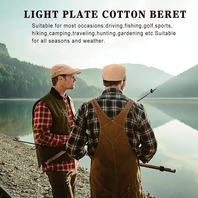 Newsboy Hats for Men Flat Cap Cotton Adjustable Breathable Irish Cabbie Ivy Driving Hunting Hat Xinveen