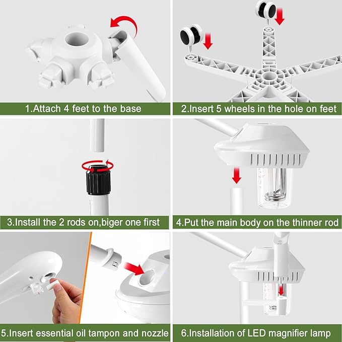 Professional Facial Steamer for Deep Hydration,2in1 Ozone Face Steamer with 5X Magnifying Lamp,Suitable for Home Use or Beauty Spa Deep Cleansing and Hydration SalonSe%C3%B1or