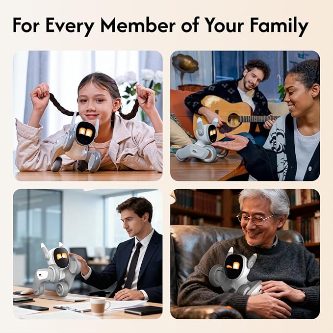 Robot Pet Dog ChatGPT-4o Smart AI-Powered Companion Voice & Gesture Control, Real-Time Interaction Robotics Toys for Kids, Home Monitoring - Includes Charging Dock Loona