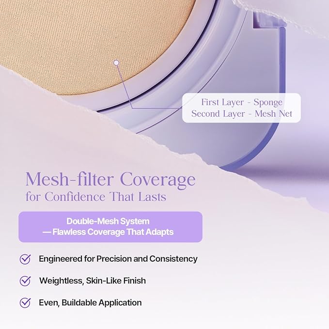 CLIO Kill Cover Mesh Blur Cushion Foundation, Flawless Full Coverage, Pore Blurring for Smooth Skin, Semi-Matte Finish, Long-Lasting, Lightweight, Oil-Control, Korean Foundation (21C LINGERIE)