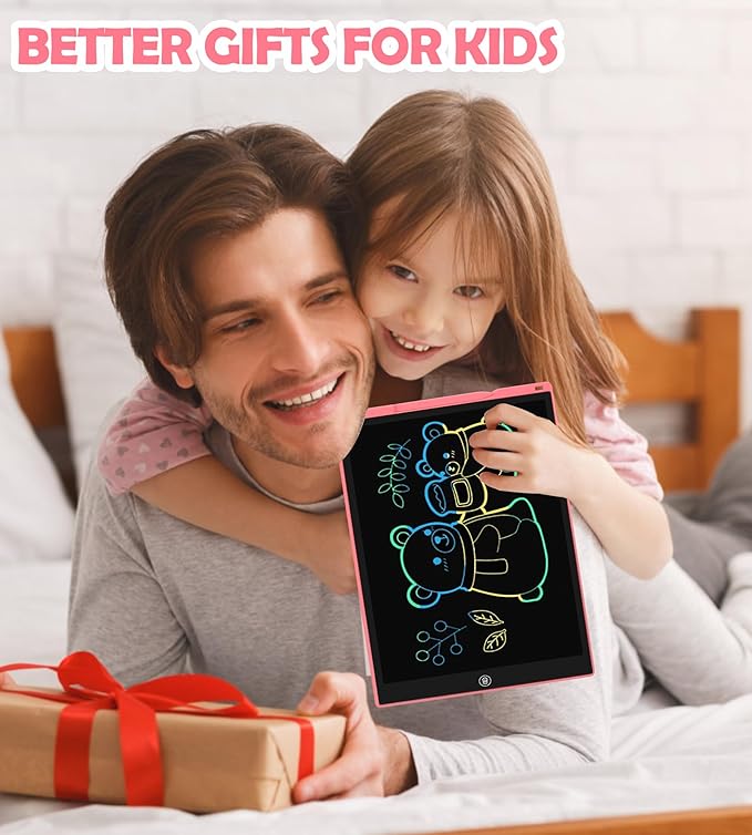 LCD Writing Tablet Doodle Board, 15 inch Colorful Drawing Tablet Writing Pad for Kids, Electronic Erasable Learning Educational Girls Gifts Toys for 3 4 5 6 7 Year Old Girls Boys pbeknco