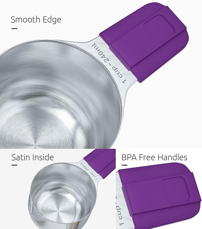 Measuring Cups, U-Taste Magnetic Measuring Cups and Spoons Set of 13 in 18/8 Stainless Steel: 7 Measuring Cups and 5 Measuring Spoons with 1 Professional Magnetic Measurement Conversion Chart U-Taste