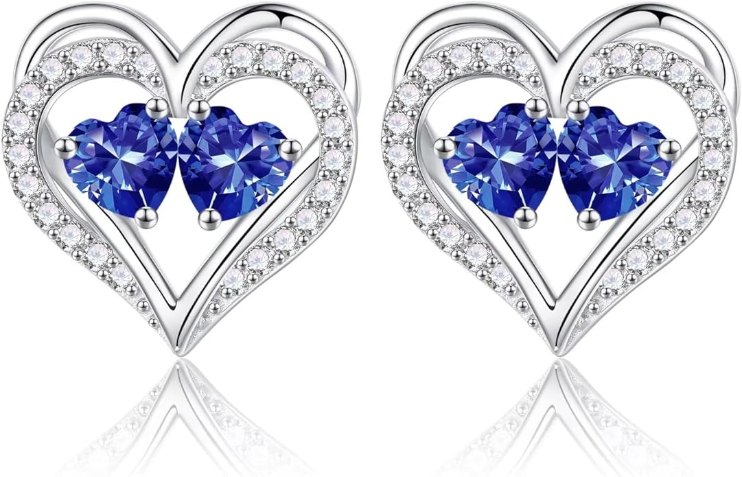 Iefil Christmas Gifts for Women Wife - 925 Sterling Silver Birthstone Earrings, Anniversary Birthday Gifts for Women Wife Girlfriend Mom IEFIL