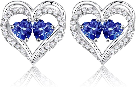 Iefil Christmas Gifts for Women Wife - 925 Sterling Silver Birthstone Earrings, Anniversary Birthday Gifts for Women Wife Girlfriend Mom IEFIL