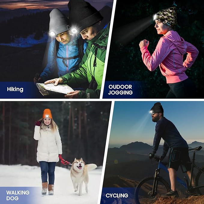 VIBELITE Bluetooth Beanie Hat with Light, USB Rechargeable LED Headlamp with Wireless Headphones, Christmas Gifts Stocking Stuffers for Men, Teen Boys, Him, Husband, Boyfriend, Pink VIBELITE