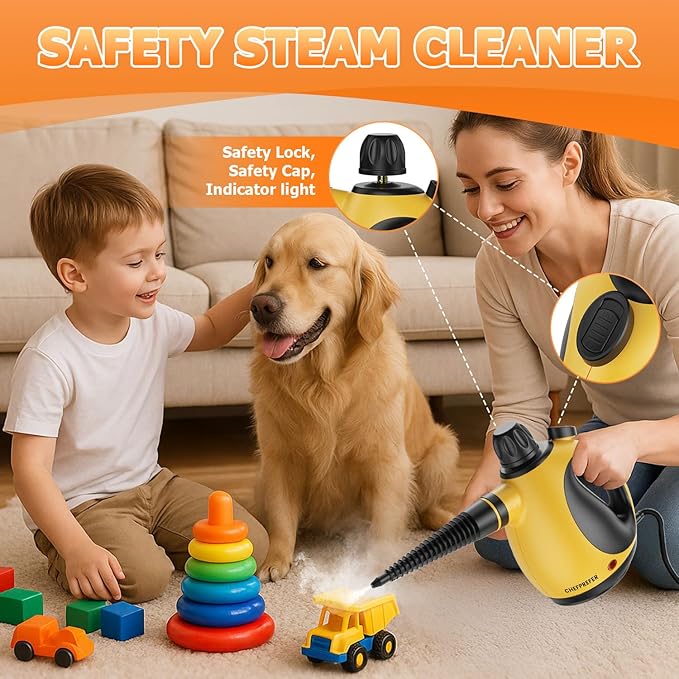 Handheld Steam Cleaner - High Pressure Steam Cleaner for Home, Multi-Functional Cleaning Tools for Kitchen, Bathroom, Couch, Car. Portable Steamer Makes Housework Easier Kick Boosters