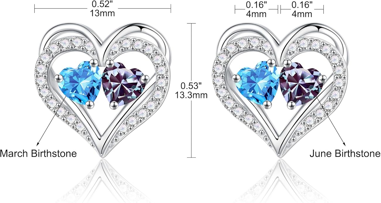 Iefil Christmas Gifts for Women Wife - 925 Sterling Silver Birthstone Earrings, Anniversary Birthday Gifts for Women Wife Girlfriend Mom IEFIL