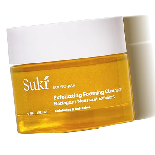 Suki Skincare Exfoliate Foaming Cleanser - With Natural Sugar & Colloidal Oat - Facial Exfoliator & Mechanical Exfoliant that Reduces Dry Skin Buildup While Promoting Radiant, Smooth, Soft Skin - 4 oz Suki