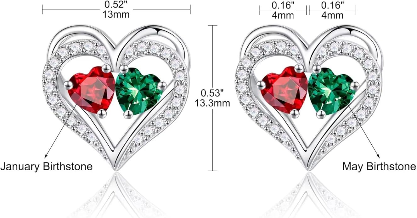 Iefil Christmas Gifts for Women Wife - 925 Sterling Silver Birthstone Earrings, Anniversary Birthday Gifts for Women Wife Girlfriend Mom IEFIL
