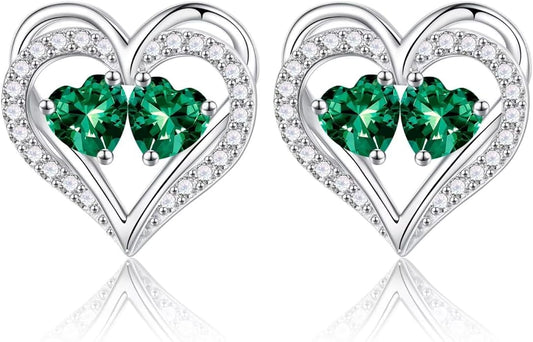 Iefil Christmas Gifts for Women Wife - 925 Sterling Silver Birthstone Earrings, Anniversary Birthday Gifts for Women Wife Girlfriend Mom IEFIL