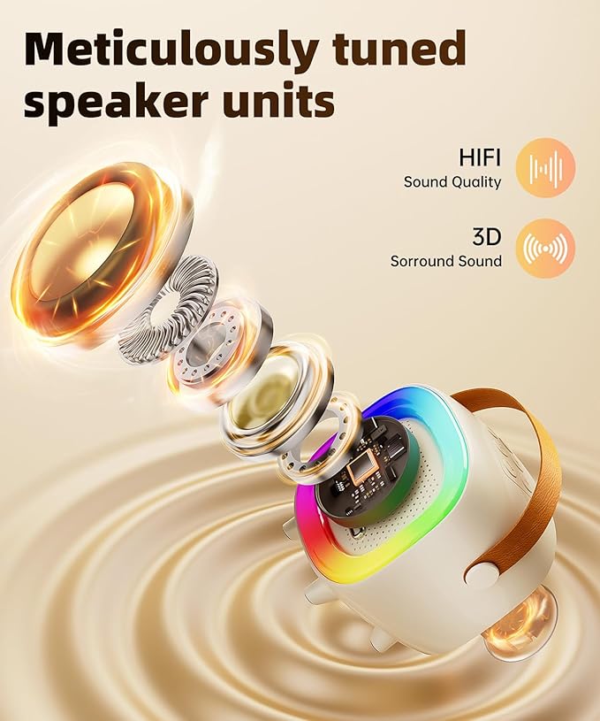 Mini Karaoke Machine Speaker for Kids Adults, Portable Bluetooth with 2 Wireless Microphones, Children's Day Birthday Gift Ideas for Toys for Teens Boys and Girls Aged 4, 5, 6, 7, 8, 9, 10, 11, 12+ Kick Boosters