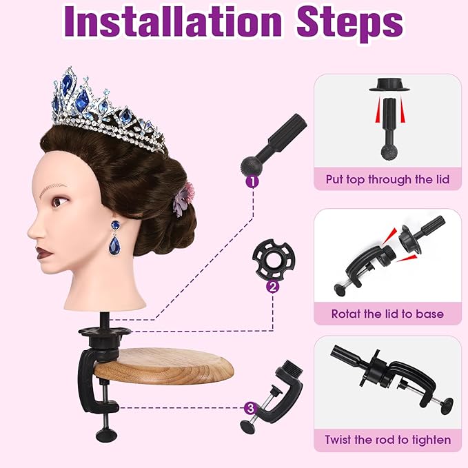 26" Mannequin Head Human Hair, Cosmetology Mannequin Head with 80% Human Hair, Practice Training Doll Head with Clamp Holder and Tools (Dark Brown) MYSWEETY