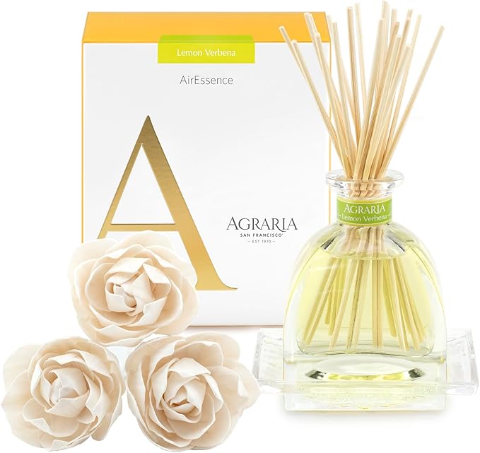 AGRARIA AirEssence Flower and Reed Diffuser Set, Handmade Sola Flower Botanical Home Fragrance Set, Scented Oil Reed Diffuser Gift for All Occasions AgrariaHome