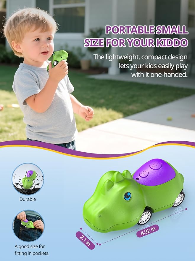 Dinosaur Walkie Talkies for Kids Rechargeable, Dino Toy Cars for Boys & Girls Ages 5-7, Crystal-Clear Audio, 48H Playtime, Fun Indoor & Backyard, 3 Year Old Boy Gift Birthday Xmas, 2 Pack Inspireyes