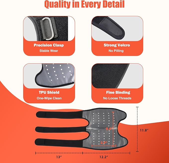 Red Light Therapy Vibration Knee Massager, Vibration & Heat - 5 Massage Zones, 660nm & 850nm Wavelengths, Rechargeable Heating Pad Knee Wrap, Gift for Men and Women Syluris