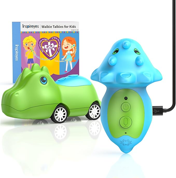 Dinosaur Kids Walkie Talkies 2 Pack, Toys for Boys Girls Age 3 to 5 7, 48H Playtime, Fun for Home or Yard, T-Rex Rechargeable Gift Birthday Christmas Camping Toddlers Inspireyes