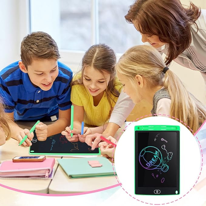 Tinlade 12 Pack LCD Writing Tablets for Kids, 8.5 Inch Erasable Doodle Boards Portable Electronic Drawing Pads, Learning Bulk Toys Gifts for Christmas School(Pink, Green, Red, Blue) Tinlade