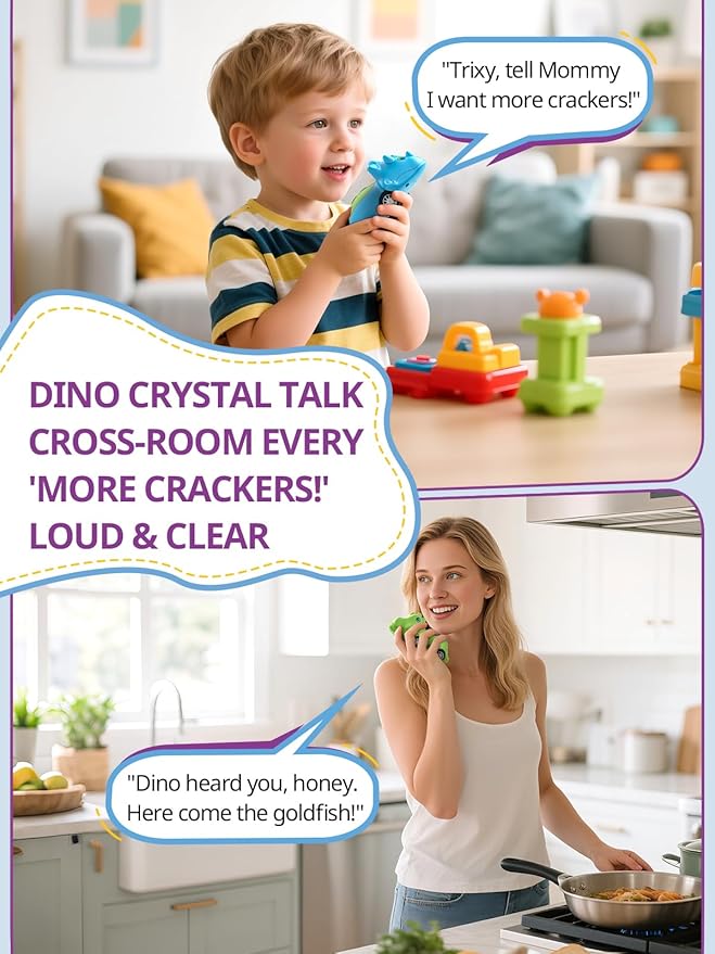 Dinosaur Kids Walkie Talkies 2 Pack, Toys for Boys Girls Age 3 to 5 7, 48H Playtime, Fun for Home or Yard, T-Rex Rechargeable Gift Birthday Christmas Camping Toddlers Inspireyes