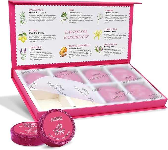 Shower Steamers Aromatherapy GOSSBY 8 Pack - Gifts for Women, Birthday Gifts for Her, Home Spa, Self Care, Relaxation, Natural Essential Oils - Elegant Bloom Style Gossby