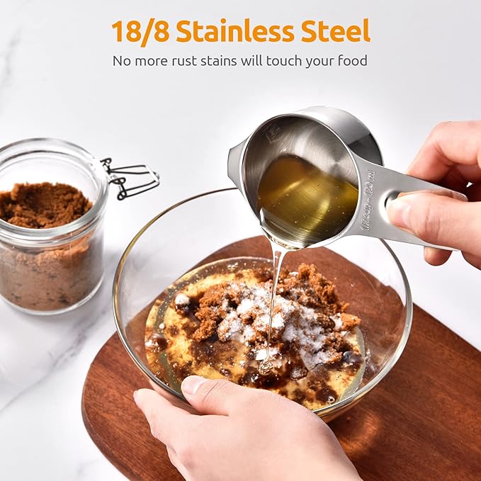 Measuring Cups: U-Taste 18/8 Stainless Steel Measuring Cups Set of 7-Piece: 1/8 Cup, 1/4 Cup, 1/3 Cup, 1/2 Cup, 2/3 Cup, 3/4 Cup, 1 Cup Dry and Liquid Ingredients U-Taste