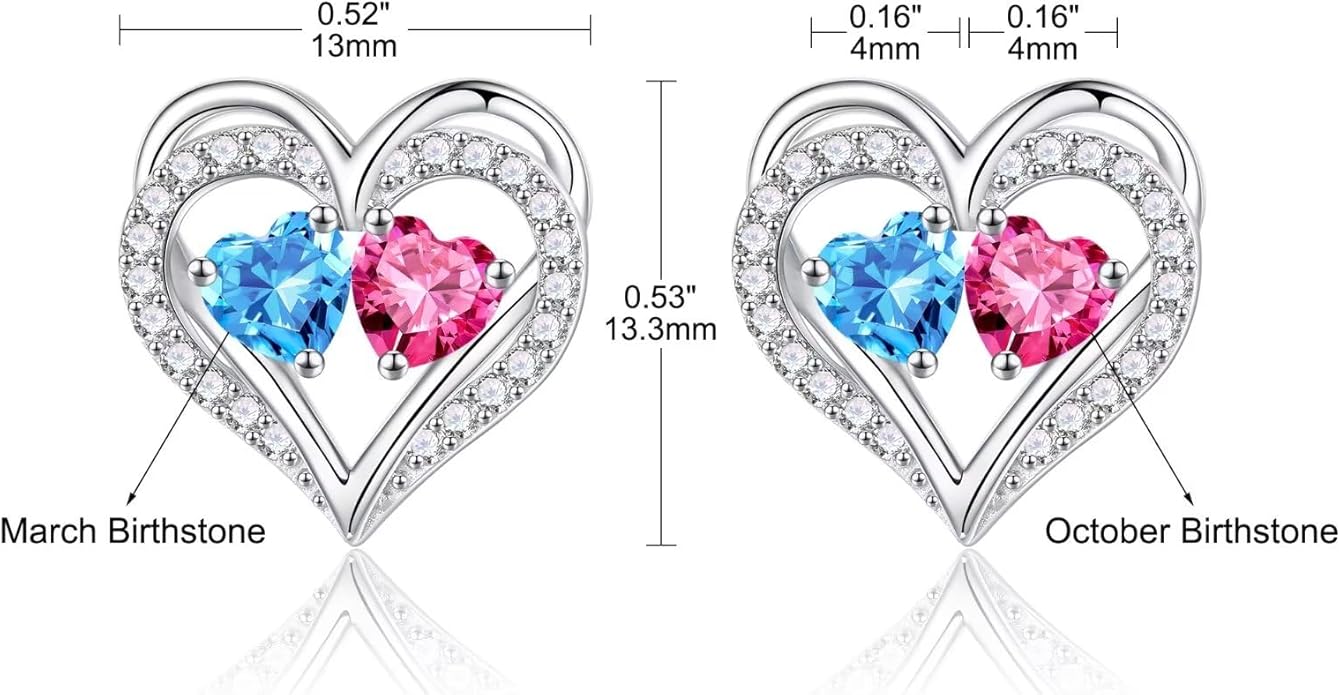 Iefil Christmas Gifts for Women Wife - 925 Sterling Silver Birthstone Earrings, Anniversary Birthday Gifts for Women Wife Girlfriend Mom IEFIL