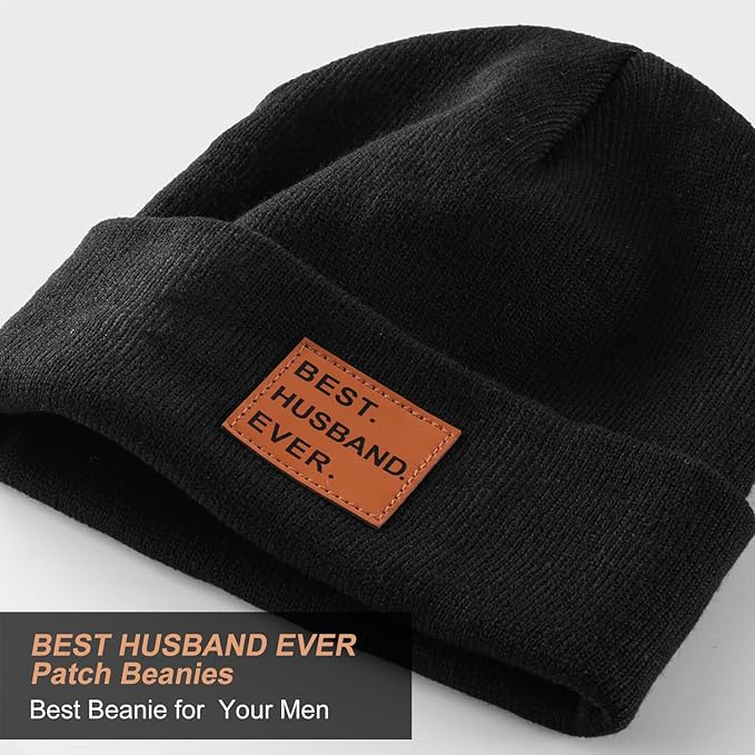 Valentines Day Gifts for Him, Husband Valentines Day Gifts, Best Husband Ever Mens Beanie Black Falidem