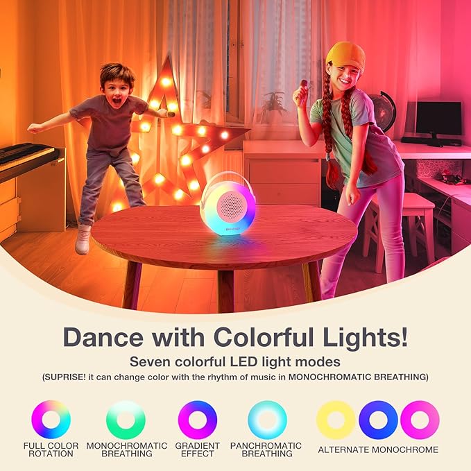 Karaoke Machine for Kids，Mini Portable Bluetooth Speaker with 2 Wireless Microphones,Karaoke Toys Gifts with Interactive Lights and Sound for Girls Boys Adults Home Party Birthday-Beige BlitzMax