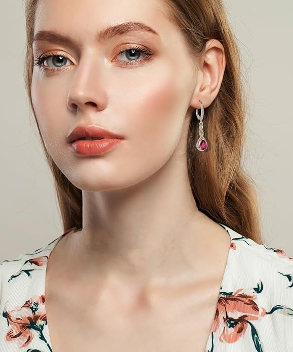 Fahonie Sterling Silver Long Drop Earrings with Cubic Zirconia Leverback Dangle Earrings Infinity Knot Birthstone Jewelry Gifts for Women FahonieJewelry
