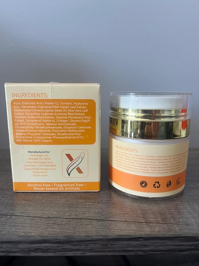 Turmeric Face Cream + 30% Vitamin C Glow Boosting Moisturizer & Skin Repairing, Hydrating with Organic Ingredients Anti-Aging Facial Cream, Normal, Dry, Oily & Combination Skin - 1.7 FL OZ
