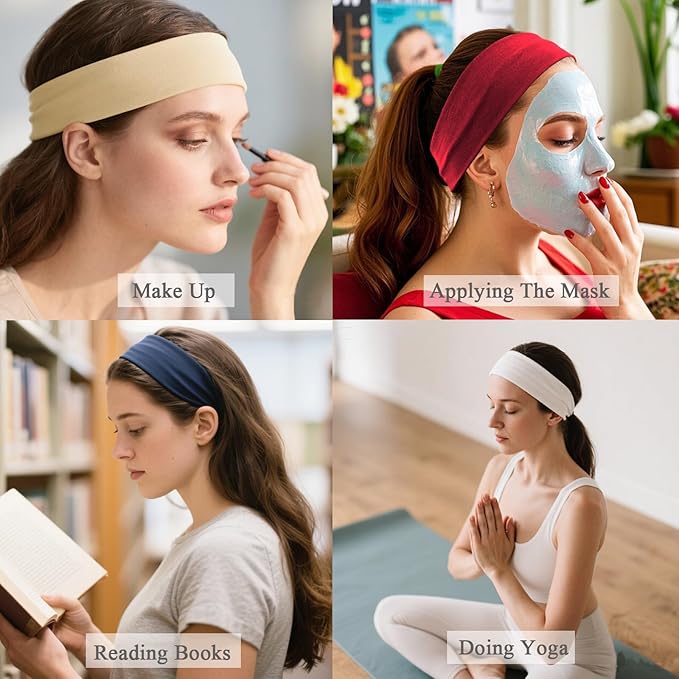9PCS Headbands for Women and Men Stretchy Headband Soft Hair Band Fashion Head Bands for Women's Hair Workout Yoga Running Unisex Accessories Multi-color Kick Boosters