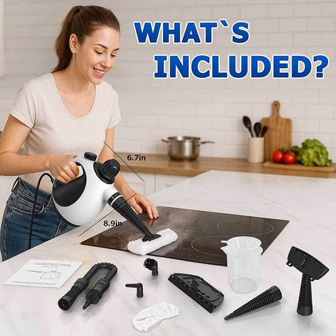 Handheld Steam Cleaner - High Pressure Steam Cleaner for Home, Multi-functional Cleaning Tools for Kitchen, Bathroom, Couch, Car. Portable Steamer Makes Housework Easier. Kick Boosters