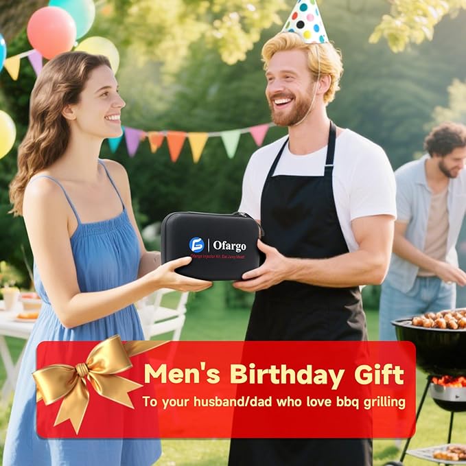 Ofargo Stainless Steel Meat Injector Syringe with 4 Marinade Needles and Travel Case for BBQ Grill Smoker, gifts for men dad husband in Thanksgiving Christmas day GreatgiftsidealforThanksgivingandX-mas