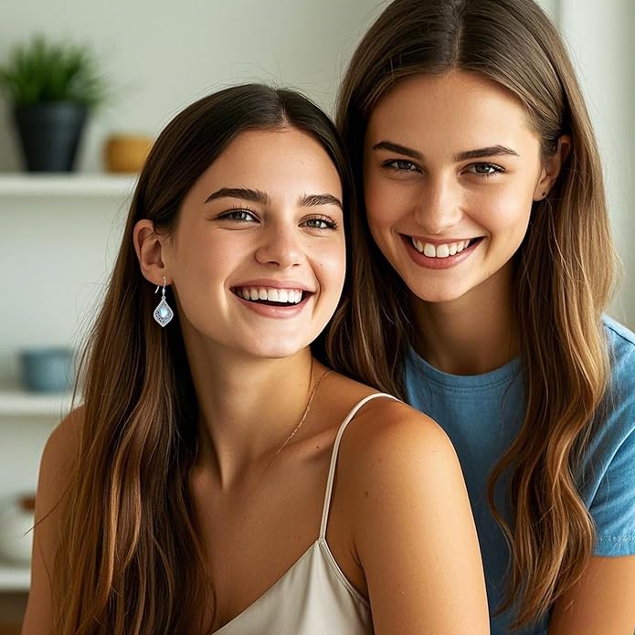 YFN Filigree Moonstone Dragonfly Earrings Sterling Silver Teardrop Bohemian Irish Celtic Knot Drop Dangle Earrings Abalone Shell Jewelry Gifts for Women YFN