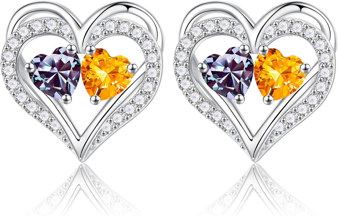 Iefil Christmas Gifts for Women Wife - 925 Sterling Silver Birthstone Earrings, Anniversary Birthday Gifts for Women Wife Girlfriend Mom IEFIL