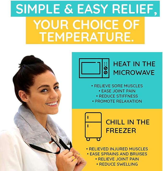 Versatile Microwavable Heating Pads for Neck Pain Relief, Back Pain, and Shoulder Pain Relief - Microwave Heating Pad for Cramps and Muscle Relief, Hot and Cold Reusable Pad - 1 Pack HPSolutions