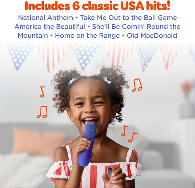 Move2Play, USA Karaoke Machine for Kids | Includes 20+ American Songs | 2 Microphones | Connect with Bluetooth for 3, 4, 5, 6, 7+ Year Olds | Toy for Girls & Boys | Super Bowl Move2Play