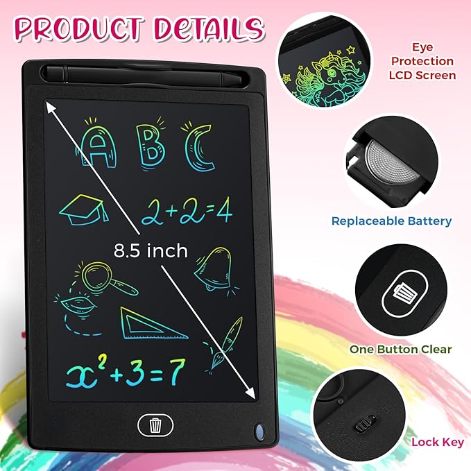 Zhehao 20 Pack LCD Writing Board for Kids, 8.5 Inches Doodle Reusable Screen Drawing Pad Erasable Painting Pads Educational Toy for 3-8 Years(Black) Zhehao