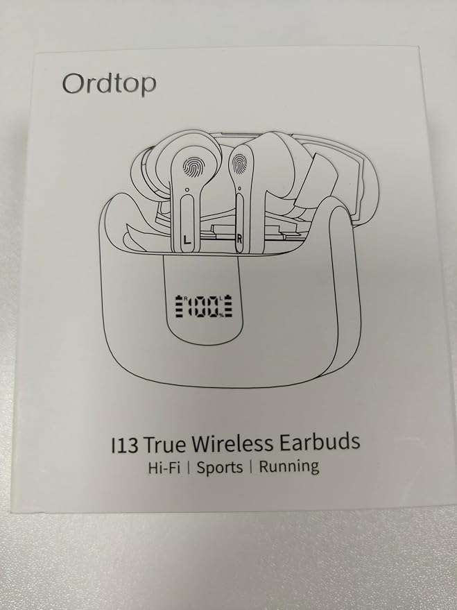 Wireless Earbuds, Bluetooth Headphones 5.3 New 40H Ear Buds Bass Stereo Earphones Noise Cancelling Earbud with 4 ENC Mic in-Ear Bluetooth Earbud USB-C LED Display IP7 Waterproof Sport for Android iOS Ordtop