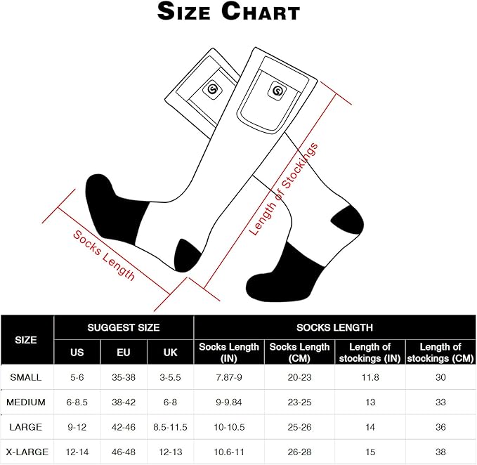 SNOW DEER Heated Socks,Electric Rechargeable Battery Heating Foot Warmer for Men Women,Winter Ski Hunting Camping Hiking Riding Motorcycle HeatedGlovesSocksHatetc