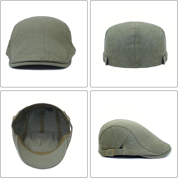 Newsboy Hats for Men Flat Cap Cotton Adjustable Breathable Irish Cabbie Ivy Driving Hunting Hat Xinveen